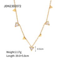 304 Stainless Steel 18K Gold Plated Simple Style Classic Style Plating Inlay Solid Color Zircon Necklace sku image 1