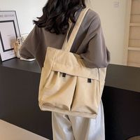 Women's Medium Cloth Solid Color Preppy Style Classic Style Zipper Tote Bag sku image 2