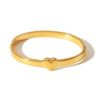 304 Stainless Steel 18K Gold Plated IG Style Simple Style Plating Heart Shape Bangle main image 5