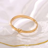 304 Stainless Steel 18K Gold Plated IG Style Simple Style Plating Heart Shape Bangle main image 3