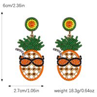 1 Pair Cartoon Style Cute Pineapple Inlay Alloy Rhinestones Seed Bead Drop Earrings main image 2