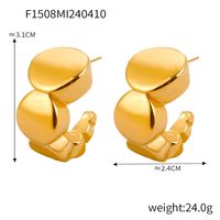 1 Pair Elegant Lady C Shape Round Plating 304 Stainless Steel 18K Gold Plated Earrings main image 3