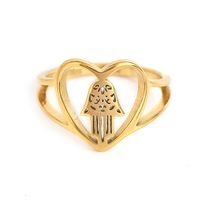 Simple Style Classic Style Heart Shape 304 Stainless Steel Gold Plated Rings In Bulk main image 2