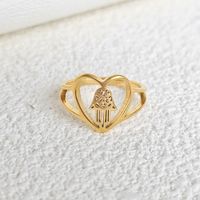 Simple Style Classic Style Heart Shape 304 Stainless Steel Gold Plated Rings In Bulk main image 1