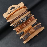 Retro Geometric Pu Leather Wooden Beads Beaded Men's Bracelets main image 6
