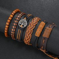 Retro Geometric Pu Leather Wooden Beads Beaded Men's Bracelets main image 5