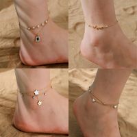 Hawaiian Tropical Solid Color 304 Stainless Steel Plating Inlay Shell 18K Gold Plated Women's Anklet main image 10