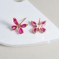 1 Pair Casual Cute Flower Plating Inlay Brass Artificial Gemstones Zircon 16K Gold Plated Rose Gold Plated White Gold Plated Ear Studs main image 4