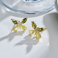 1 Pair Casual Cute Flower Plating Inlay Brass Artificial Gemstones Zircon 16K Gold Plated Rose Gold Plated White Gold Plated Ear Studs main image 1