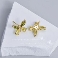 1 Pair Casual Cute Flower Plating Inlay Brass Artificial Gemstones Zircon 16K Gold Plated Rose Gold Plated White Gold Plated Ear Studs main image 6