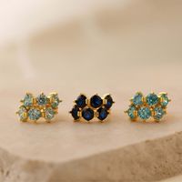 1 Pair Casual Classic Style Geometric Inlay Copper Birthstone 18K Gold Plated Hoop Earrings main image 4