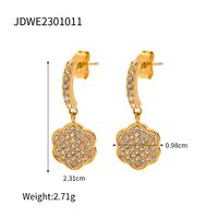 1 Pair Simple Style Classic Style Flower Plating 304 Stainless Steel 18K Gold Plated Drop Earrings sku image 1