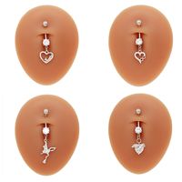1 Piece Belly Rings Pastoral Shiny Star Moon Heart Shape 316 Stainless Steel  Alloy Plating Inlay Resin Rhinestones Glass White Gold Plated main image 3