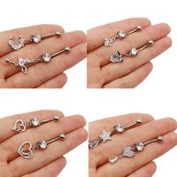 1 Piece Belly Rings Pastoral Shiny Star Moon Heart Shape 316 Stainless Steel  Alloy Plating Inlay Resin Rhinestones Glass White Gold Plated main image 2