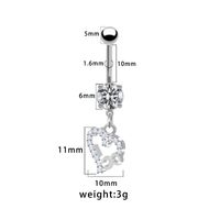 1 Piece Belly Rings Pastoral Shiny Star Moon Heart Shape 316 Stainless Steel  Alloy Plating Inlay Resin Rhinestones Glass White Gold Plated sku image 4