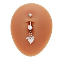 1 Piece Belly Rings Pastoral Shiny Star Moon Heart Shape 316 Stainless Steel  Alloy Plating Inlay Resin Rhinestones Glass White Gold Plated main image 5
