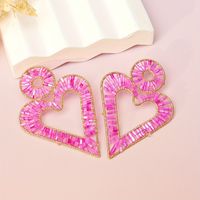 1 Pair Lady Streetwear Heart Shape Alloy Glass Drop Earrings main image 1