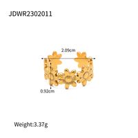 304 Stainless Steel 18K Gold Plated Sweet Enamel Plating Flower Rings sku image 2