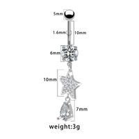 1 Piece Belly Rings Pastoral Shiny Star Moon Heart Shape 316 Stainless Steel  Alloy Plating Inlay Resin Rhinestones Glass White Gold Plated sku image 6
