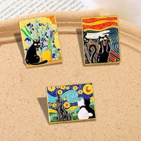 Cartoon Style Oil Painting Cat Alloy Enamel Plating Unisex Brooches main image 1