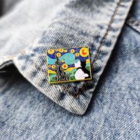 Cartoon Style Oil Painting Cat Alloy Enamel Plating Unisex Brooches main image 3