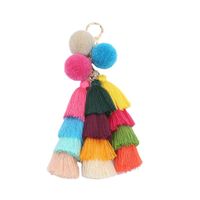 Cute Sweet Tassel Ball Alloy Cotton Bag Pendant Keychain main image 6