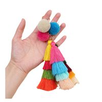Cute Sweet Tassel Ball Alloy Cotton Bag Pendant Keychain main image 3