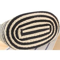 Women's Large Paper String Stripe Vintage Style Beach Weave Zipper Straw Bag main image 4