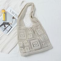 Women's Medium Knit Solid Color Basic Hollow Bucket Open Shoulder Bag main image 3
