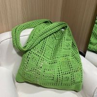 Women's Medium Knit Solid Color Basic Hollow Bucket Open Shoulder Bag main image 4