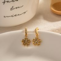 1 Pair Simple Style Classic Style Solid Color Plating Inlay 304 Stainless Steel Zircon 18K Gold Plated Drop Earrings main image 1
