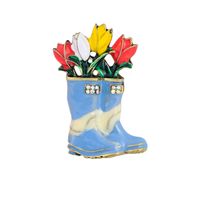 IG Style Sweet Flower Boots Alloy Enamel Inlay Rhinestones Women's Brooches main image 4