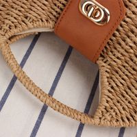 Women's Small Paper String Solid Color Vacation Classic Style Weave Magnetic Buckle Straw Bag main image 2