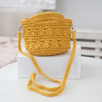 Women's Small Cotton Rope Solid Color Vacation Classic Style Weave Bucket Open Straw Bag sku image 1