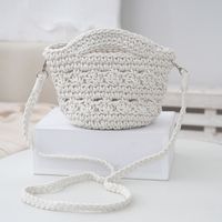 Women's Small Cotton Rope Solid Color Vacation Classic Style Weave Bucket Open Straw Bag sku image 5