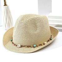 Women's Vacation Classic Style Geometric Curved Eaves Sun Hat Straw Hat sku image 3
