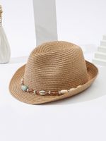 Women's Vacation Classic Style Geometric Curved Eaves Sun Hat Straw Hat sku image 2