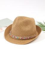 Women's Vacation Classic Style Geometric Curved Eaves Sun Hat Straw Hat sku image 6