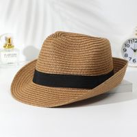 Femmes Vacances Style Classique Géométrique Avant-Toit Incurvé Chapeau De Soleil Chapeau De Paille main image 5