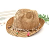 Femmes Vacances Style Classique Géométrique Avant-Toit Incurvé Chapeau De Soleil Chapeau De Paille main image 4