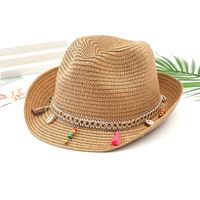 Women's Vacation Classic Style Geometric Curved Eaves Sun Hat Straw Hat main image 4