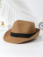 Women's Vacation Classic Style Geometric Curved Eaves Sun Hat Straw Hat sku image 9