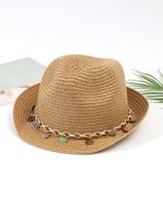 Women's Vacation Classic Style Geometric Curved Eaves Sun Hat Straw Hat sku image 5