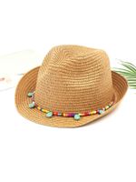 Women's Vacation Classic Style Geometric Curved Eaves Sun Hat Straw Hat sku image 10