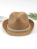 Women's Vacation Classic Style Geometric Curved Eaves Sun Hat Straw Hat sku image 11