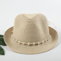 Women's Vacation Classic Style Geometric Curved Eaves Sun Hat Straw Hat sku image 13