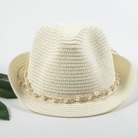 Women's Vacation Classic Style Geometric Curved Eaves Sun Hat Straw Hat sku image 14