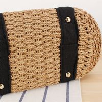 Women's Large Paper String Solid Color Vacation Beach Weave String Straw Bag main image 2