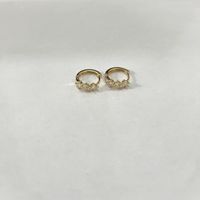 1 Pair Casual Classic Style Geometric Inlay Copper Birthstone 18K Gold Plated Hoop Earrings sku image 3