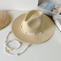 Unisex Basic Cowboy Style Classic Style Shell Big Eaves Sun Hat Straw Hat sku image 1